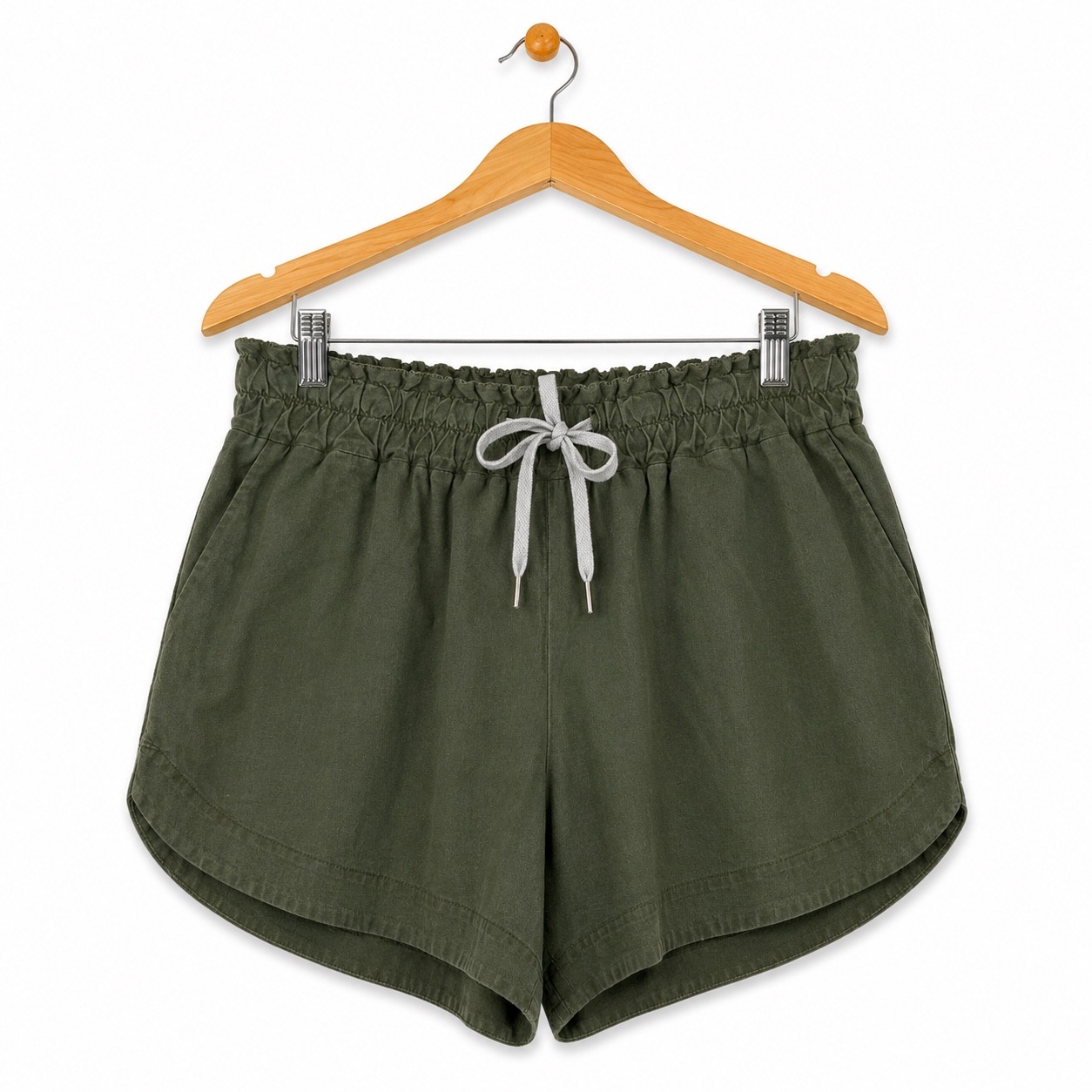 Intimately Free People Olive Green Linen Blend Paperbag Waist Shorts Small